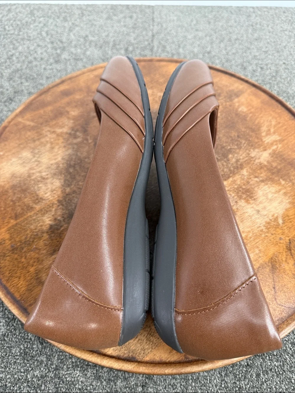 Earth Spirit Shoe Wm 9.5 Brown Faux Leather Slip-On Ballet Flats Gelron Comfort